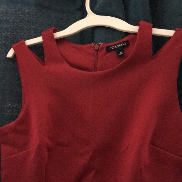 NWT Red bodycon knee length sheath w/cutout details at shoulder. - Picture 3 of 6